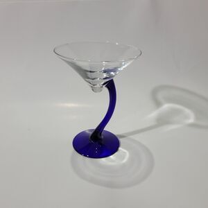Libbey Bravura Curved Stem Martini Glass Cobalt Blue